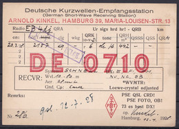 HAMBURG 1928 - SHORT WAVE - AMATEUR RADIO STATION DE 0710 To WVMTR VIA BERLIN - RADIOAMATEUR QSL - CB RADIOL - Autres & Non Classés