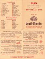 Publicité Grand Marnier - Plan De L'exposition Universelle Et Internationale De Bruxelles 1958 - Dim. Ouvert 21/26 Cm - Reclame