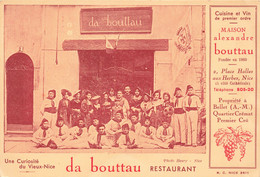 Publicité Restaurant Da Bouttau - Une Curiosité Du Vieux Nice - Animé - Dim. 10/14.5cm - Carte Postale Ancienne - Werbepostkarten