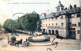 AL   73   73 - Chambéry - Place Du Centenaire Boulevard De La Colonne  Charrette  Voitures Devant Le Garage SALANO Animé - Chamoux Sur Gelon