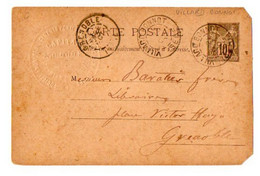 TB 3900 - 1890 - Entier Postal - Société Anonyme Des Ciments PORTLAND à LANCEY / VILLARD BONNOTpour GRENOBLE - Standaardpostkaarten En TSC (Voor 1995)