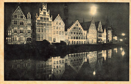 Publicité Chocolat Martougin - Gand - Illumination Du Quai Aux Herbes - Canal - Carte Postale Ancienne - Werbepostkarten