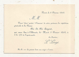 Carte D'invitation, Répétition Générale De La Revue MI OR MI ARGENT, ELDORADO,  NIORT,  Deux Sèvres, 1909 - Tickets - Vouchers