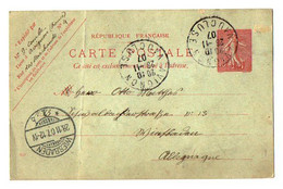 TB 3902 - 1907 - Entier Postal - Mr COMBE à AVIGNON Pour WIESBADEN ( Allemagne ) - Standaardpostkaarten En TSC (Voor 1995)
