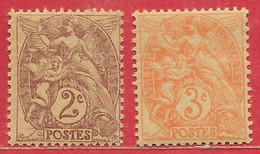 France N°108d & N°109e Blanc (papier GC) 1917 ** - 1900-29 Blanc
