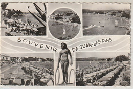 Carte Postale. France. Souvenir De Juan-Les-Pins. Multi-vues. Circulé 1952. Cachet Postal. Flamme. - Saluti Da.../ Gruss Aus...