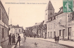 78 - BONNIERES SUR SEINE - Rue De Paris Et Vue De L'église - Edition Moreau - Carte Postale Ancienne - Bonnieres Sur Seine