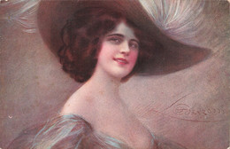 Illustrateur - Guerzoni - Femme Au Chapeau Voluptueuse , Tons Marrons - Atristica A. Scrocchi - Carte Postale Ancienne - Other & Unclassified