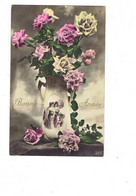 Cpa - Bonne Année - Vase Illustration Femme Enfant - Fleurs Roses - 1914 - Anno Nuovo
