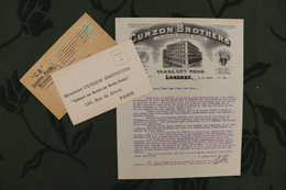 Entéte De Lettre " Curzon Brothers" LONDRES 1911 Très Beau Document Avec Son Enveloppe D'envoi TBE - Reino Unido
