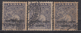 3p X 3, Vietnam, Cambodia, Laos, India Used Ovpt, Archeological Series, Military, Elephant, 1954 Indo- China - Franchise Militaire