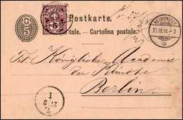 Switzerland 1886, Uprated Postal Stationery Neumunster To Berlin W./ Psm "Neumunster" - Covers & Documents