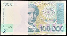 Bündel 100 X 100000 Dinar 30.5.1993, Mit Fortlaufender KN. I. Pick 27. - Croazia