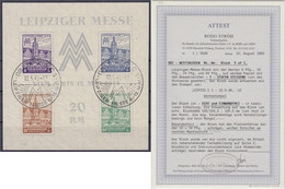 Leipziger Messe-Block 1946, Gestempelte Erhaltung. Fotoattest Ströh BPP >echt Und Einwandfrei<. Mi. 350,-€. Gestem - Soviet Zone