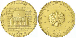 100 Euro 2014 F, Kloster Lorsch. 1/2 Unze Feingold. In Originalschatulle Mit Zertifikat. Stempelglanz. Jaeger 591. - Germany