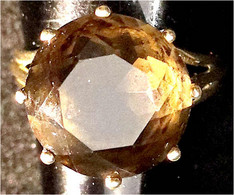Damenring Gelbgold 585/1000. Mit Großem Rauchquarz, Durchmesser 16 Mm. Ringgröße 18. 6,94 G. - Other & Unclassified