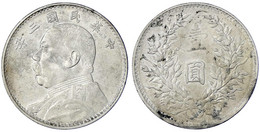 Dollar (Yuan) Jahr 3 = 1914. Präsident Yuan Shih-kai. Fast Vorzüglich, Min. Belag. Lin Gwo Ming 63. Yeoman 329. - Cina