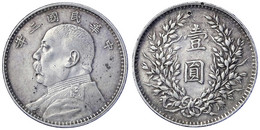 Dollar (Yuan) Jahr 3 = 1914. Präsident Yuan Shih-kai. Sehr Schön, Zwei Nadelstiche. Lin Gwo Ming 63. Yeoman 329. - Cina