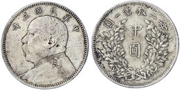 1/2 Dollar (Yuan) Jahr 3 = 1914. Präsident Yuan Shih-kai. Sehr Schön. Lin Gwo Ming 64. Yeoman 328. - Cina