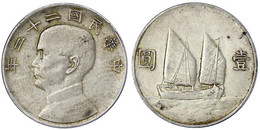 Dollar (Yuan) Jahr 22 = 1933. Vorzüglich. Lin Gwo Ming 109. Yeoman 345. - Cina