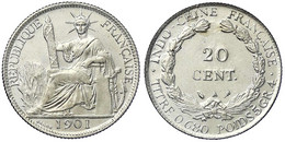 20 Centimes 1901 A. Gutes Vorzüglich, Selten. Krause/Mishler 10. - French Indochina