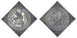 Klippenförmige Silbermedaille 1987 Von F. Steiner, Zum 15j. Bestehen Der U.N.A. (Union Numismatique D'Alsace) In Der Art - Other & Unclassified