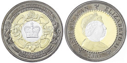 Crowns Trimetallic (925 Silber) Zentrum Silber, Darum Vergoldeter Ring, Außen Geschwärzt, 2003, Auf Das Krönungsjubiläum - Isle Of Man