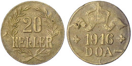 20 Heller 1916 T, Messing, Zweige Mit 3 Blättern Unter Wertangabe, Große Krone, L`s Vollständig. Sehr Schön/vorzüglich.  - Africa Orientale Tedesca