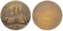 Eins. Bronzemedaille O.J., Stadtansicht Mit Stadtwall, Rs. Graviert "V.f.L. Vereinsmeister Speerwurf 1921" . 55 Mm Vorzü - Altri & Non Classificati