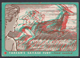 RARE !! 3D TRADING CARD - 1952 - TARZAN'S SAVAGE FURY  USA - RARES CARTES DE COLLECTION EN 3 D - SCENE 10 FOOD NEEDED - Andere & Zonder Classificatie