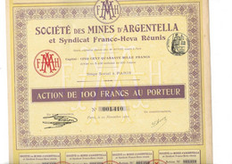 SOCIETE DES MINES D'ARGENTELLA  ET SYNDICAT FRANCO-HOVA - MINES DE PLOMB ARGENTIFERE -HAUTE - CORSE - 1911 - Mineral