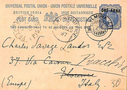 Ac6731 - INDIA - POSTAL HISTORY - STATIONERY CARD To ITALY 1897  Sea Mail ALMORA - Buste