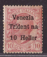Venezia Tridentina, 10 Heller Su 10 Centesimi Senza La I In Tridentina      -EW58 - Trente & Trieste