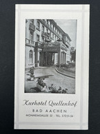 Ancien Dépliant Touristique Publicité Hôtel KURHOTEL QUELLENHOF BAD AACHEN Allemagne - Cuadernillos Turísticos