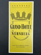 Ancien Dépliant Touristique Publicité Hôtel GRAND HOTEL NURNBERG Allemagne - Tourism Brochures