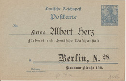 1900 - REICH - CP ENTIER Avec REPIQUAGE De "FIRMA ALBERT HERZ" à BERLIN - Cartoline