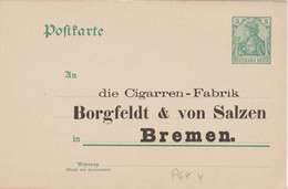 GERMANIA - REICH / TABAC - CP ENTIER Avec REPIQUAGE De "GIGARREN-FABRIK" à BREMEN - Cartes Postales