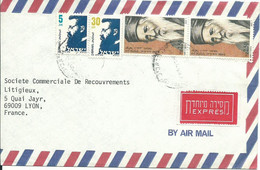 ISRAEL 5.35 C POUR LYON EN EXPRES DE 1989  LETTRE COVER - Lettres & Documents