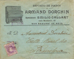 47597. Carta SAN SADURNI De NOYA (Barcelona) 1909. CARTERIA Oficial II. Comercial Pianos - Covers & Documents