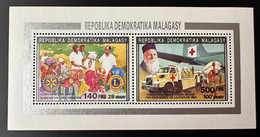 Madagascar Madagaskar 1992 Mi. 1391 / 1394 I Red Cross Henri Dunant Croix Rouge Lions International Rotary - Aviones