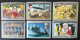 Madagascar Madagaskar 1992 Bl. Mi. 1391 / 1397 I Zeppelin Adenauer Brandenburger Tor Lions Dunant Red Cross De Gaulle - Madagascar (1960-...)