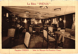 CORSE -  Le Paquebot "CYRNOS"  + Son SALON DE MUSIQUE Des 1ères Classes - Compagnie FRAISSINET/Brasserie PHENIX - Ajaccio