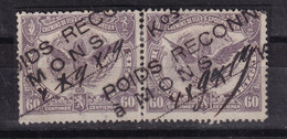 DDDD 672 -- Paire Timbres Chemin De Fer Cachet De FORTUNE 1919 Poids Reconnu à MONS - Autres & Non Classés