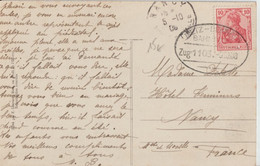 1908 - MOSELLE - BAHNPOST - AMBULANT METZ à BENINGEN Sur CP => NANCY - Briefe U. Dokumente