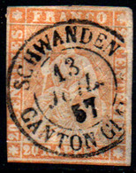 Suiza Nº 29b. Año 1854/62 - Gebraucht