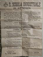 Italy Italia Manifesto R. SCUOLA INDUSTRIALE DI COSENZA  68x49 Cm. - Affiches
