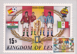 Lesotho 1982 Maximum Card; Football Fussball Calcio Soccer; World Cup History; 1938 France; Italy Hungary; Jules Rimet - 1938 – Francia