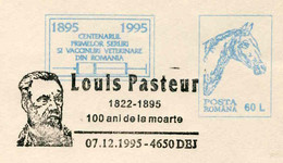 324  Louis Pasteur: Oblit. Temp. De 1995 - Pictorial Cancel On Veterinary Medicine Postal Stationery Cover. Vaccine - Louis Pasteur