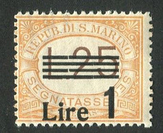 SAN MARINO 1936-39 SEGNATASSE 1 L. SU 25 L. ** MNH - Portomarken