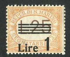 SAN MARINO 1936-39 SEGNATASSE 1 L. SU 25 L. ** MNH - Strafport